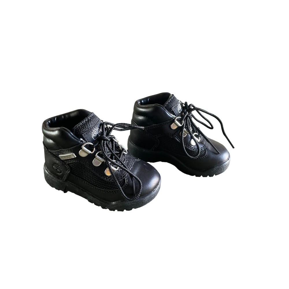Kids Timberland‎ Black Leather Lace Up Waterproof Boots Toddler Size 4